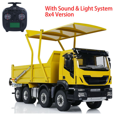 TOUCAN RC HOBBY MODOModel Metall 1/14 8x4 RC Muldenkipper ferngesteuertes hydraulisches LKW-Modell mit aufklappbarer Abdeckung, 2-Gang-Getriebe, LED-Beleuchtung und Soundsystem
