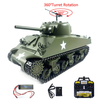 TOUCAN RC HOBBY Mato Metall 1/16 M4A3 Sherman Infrarot-Version Kanonenrücklauf RTR ferngesteuerter Panzer 1230 Schleifring Ketten Mainboard Empfänger 360 Grad