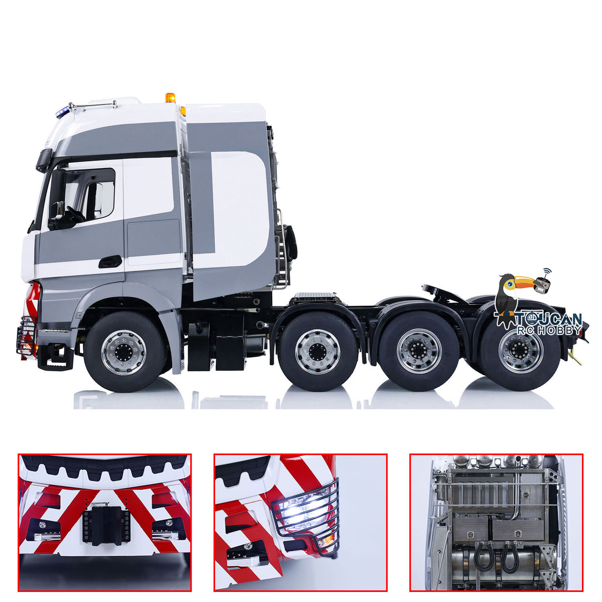 Camion tracteur RC 8x8 LESU en métal, châssis 1/14, voitures radiocommandées, unité de fumée et son, par TOUCAN RC HOBBY