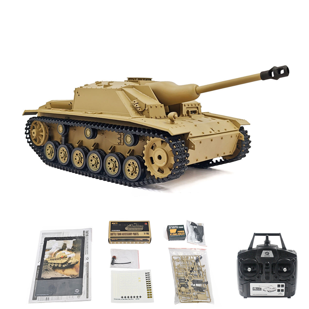 TOUCAN RC HOBBY CoolBank Plastic 1/16 7.0 Mainboard German Stug III RTR RC Tank Model 3868 BB IR Steel Gearbox 1800MAH Battery Radio Sound Light
