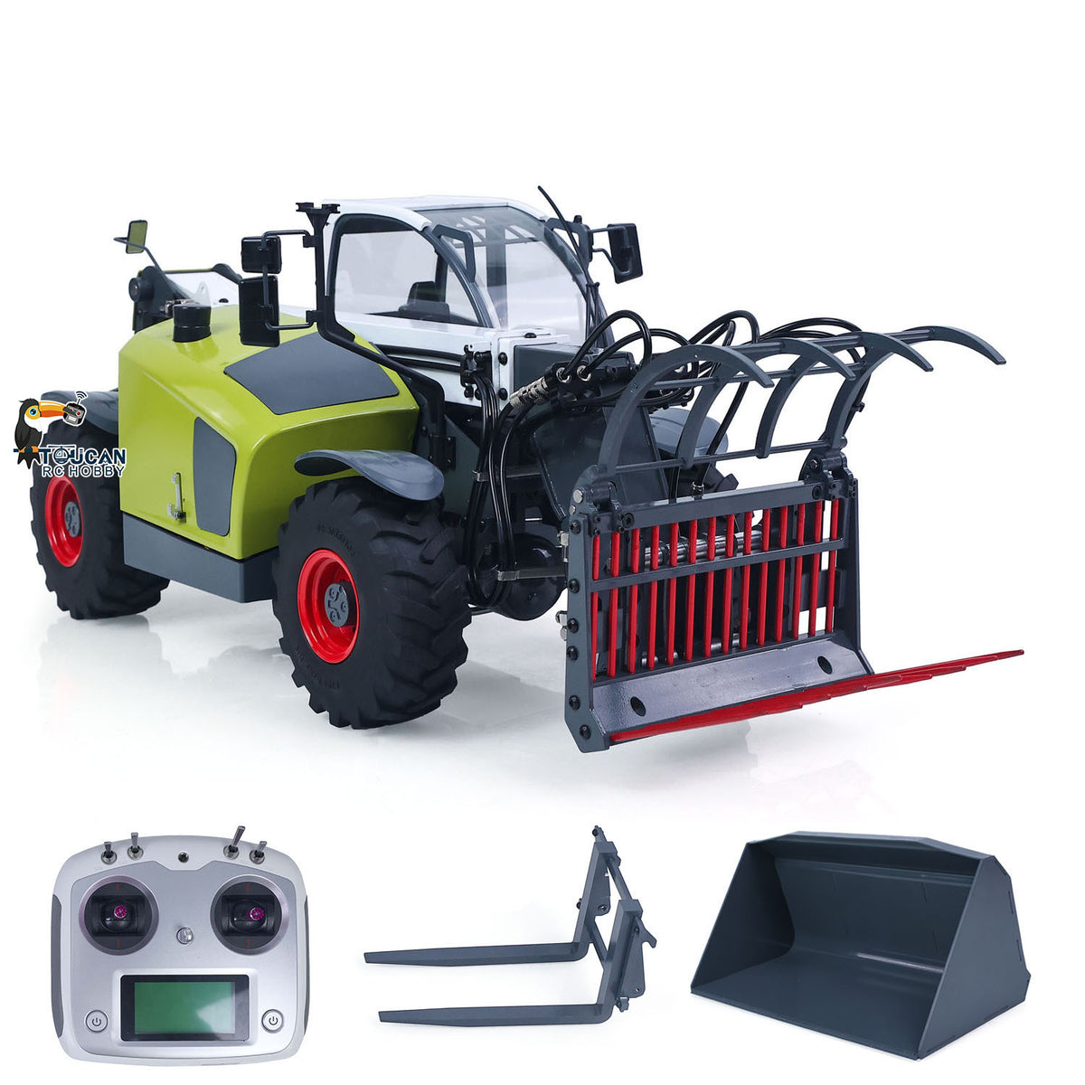 JDM-128 1/14 Metal RC Forklift Multifunctional Telescopic Hydraulic Construction Vehicles