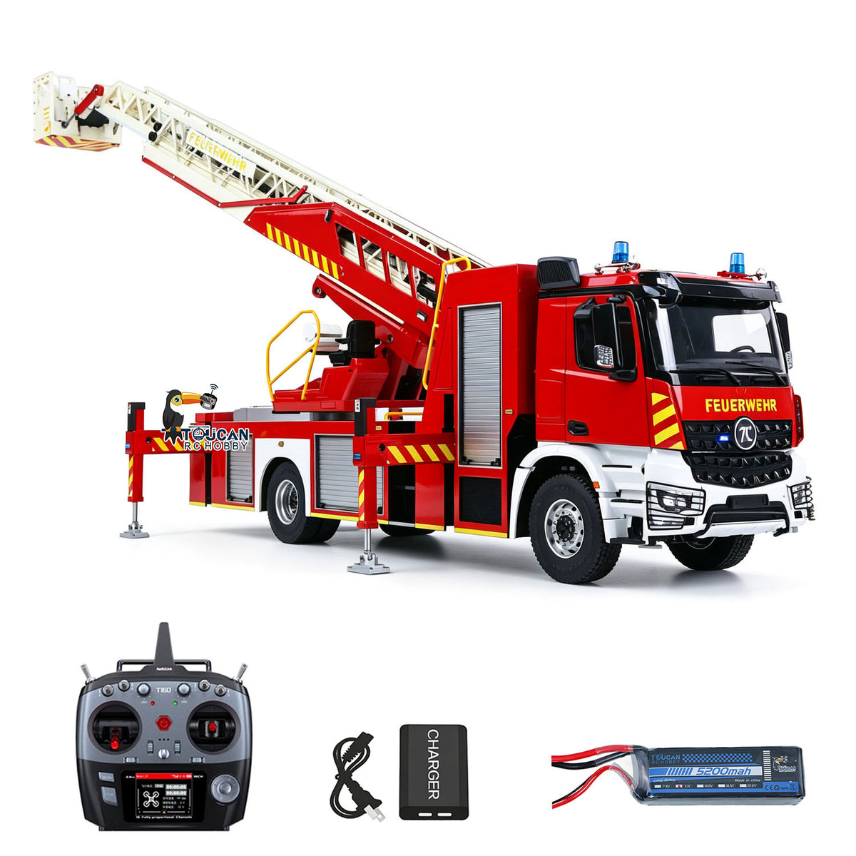 TOUCAN RC HOBBY 2Speed 1/14 4*4 Metal Chassis Electric Remote Control Lift Ladder Fire Truck RC Model Vehicle Radio No Battery Charger
