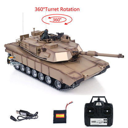 TOUCAN RC HOBBY Heng Long 1/16 RC Main Battle Tank Abrams M1A2 Metal Chassis Wheels Steel Gearbox Turret 360 Rotation Barrel Recoil Elevation Battery