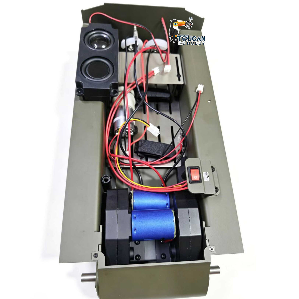 TOUCAN RC HOBBY Metal Chassis Smoke Unit Gearbox Power Blue Motor Speaker Switch for Heng Long 1/16 RC Battle Tank 3898 USA M4A3 Sherman Model