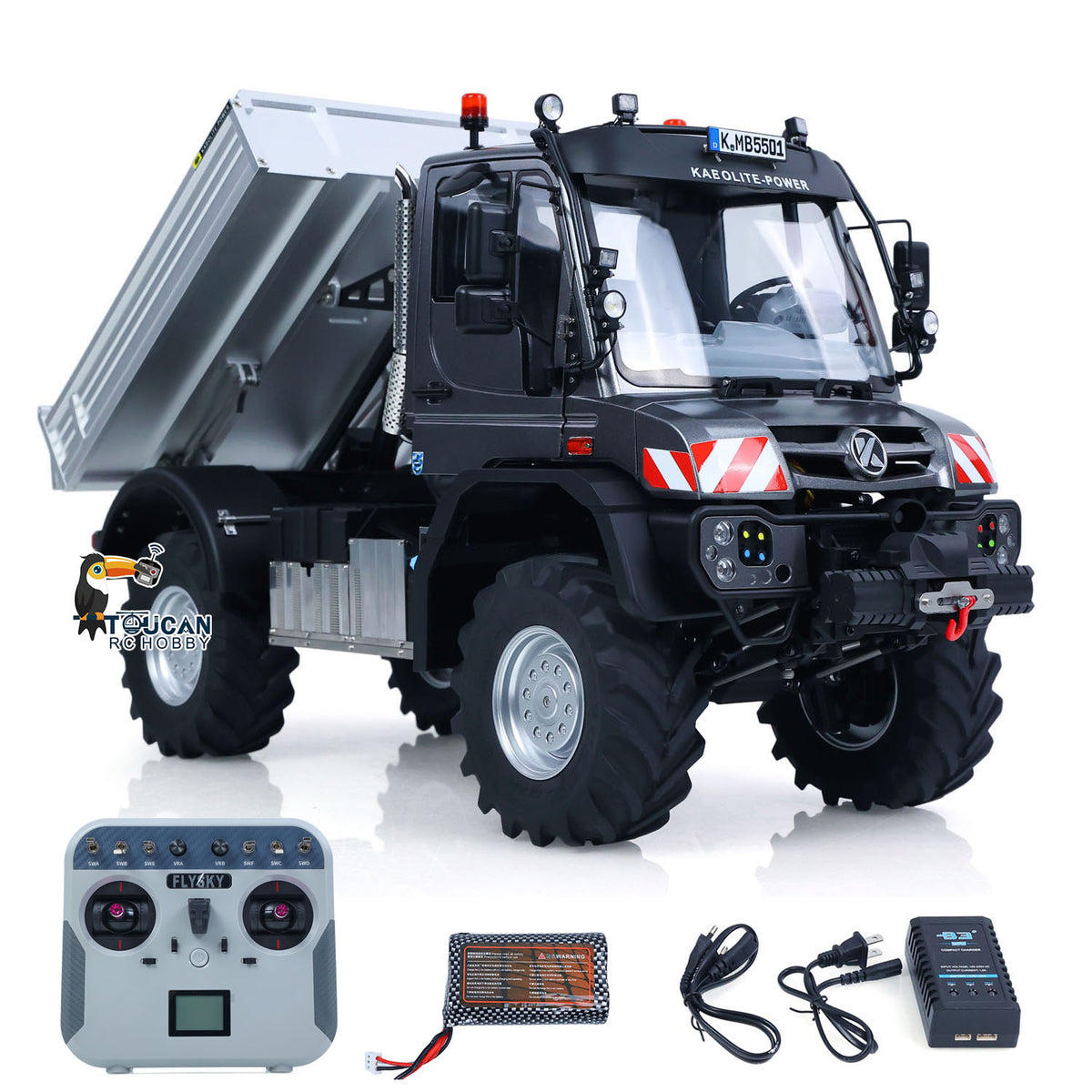 TOUCAN RC HOBBY Kabolite 5501 1/14 Metal RC Dumper Electric Lifting ATV Off Road Truck Lorry 4X4 Axle Differential Lock 2-Speed Transmission Light Sound System