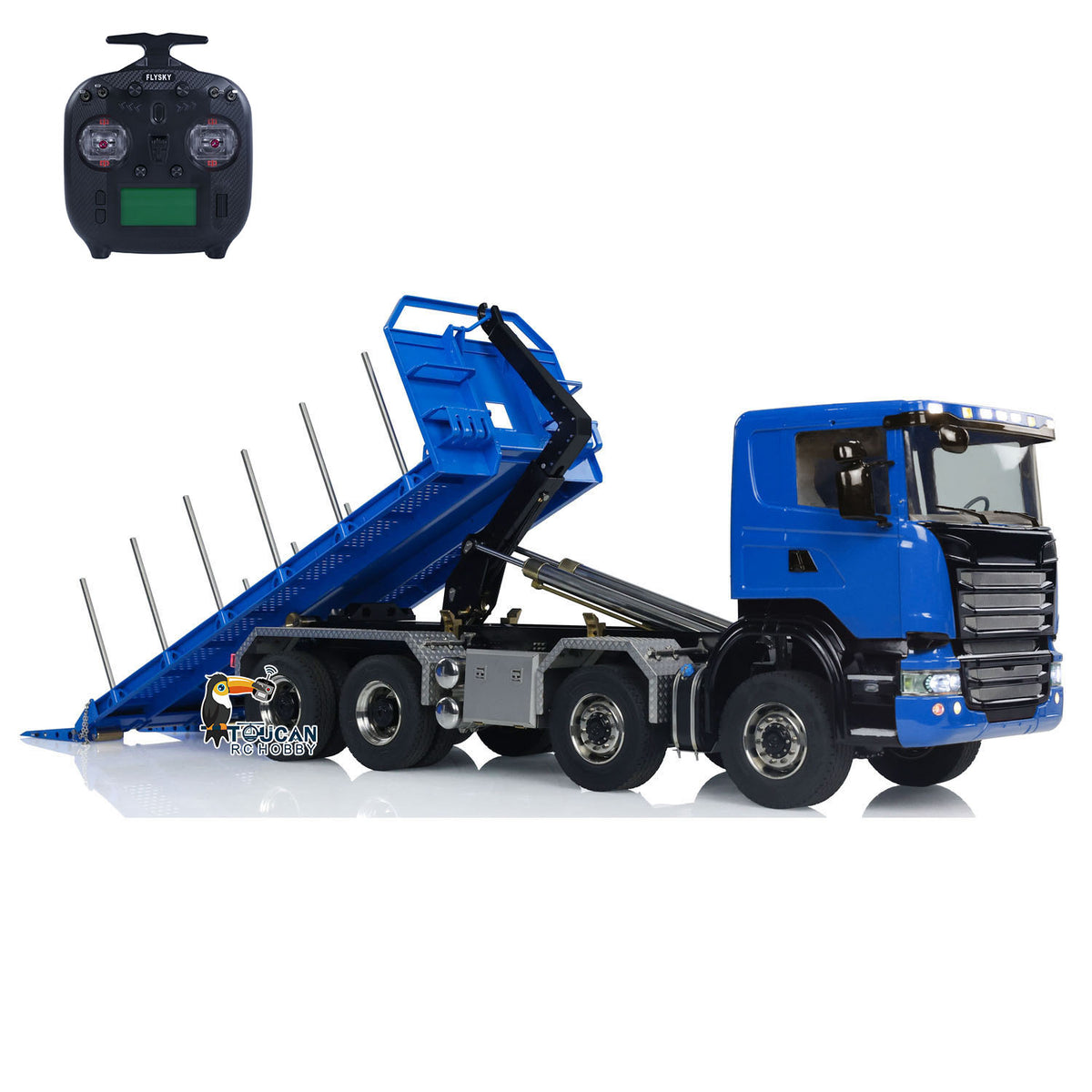 TOUCAN RC HOBBY LXY G88 1/14 Metal 8x8 RC Roll On Off Hydraulic Dump Truck PNP 3 Speed Transmission Differential Lock Axles ST8 Controller Light Sound System for Construction Model Collectors