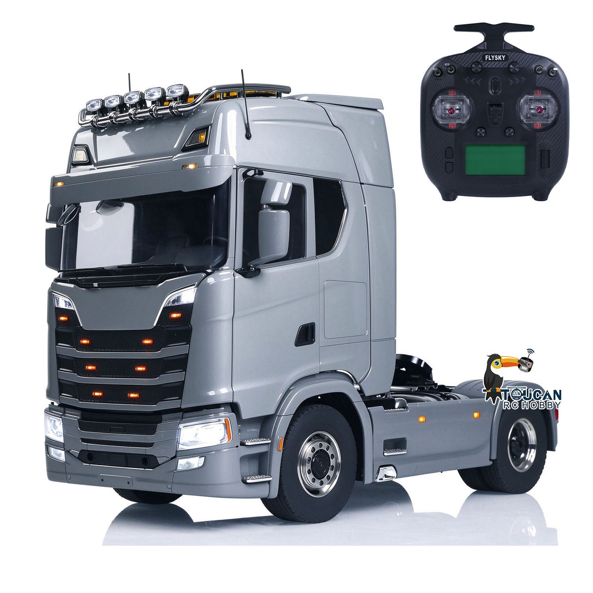 TOUCAN RC HOBBY LXY Metal Chassis Fifth Wheel 4X4 1/14 3Speed Radio Control Tractor Truck 770S Axle Locks Brushed ESC Motor Light System No Battery
