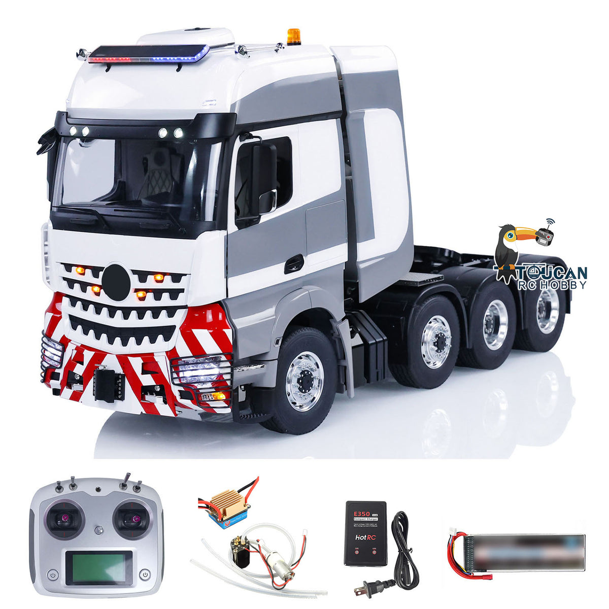 Camion tracteur RC 8x8 LESU en métal, châssis 1/14, voitures radiocommandées, unité de fumée et son, par TOUCAN RC HOBBY