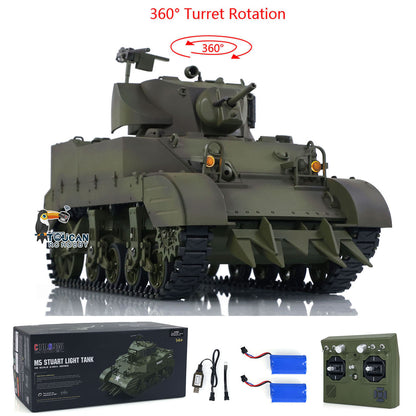 TOUCAN RC HOBBY Heng Long 1/16 RC Tank US M5A1 Stuart VI Remote Control RTR Light Tank 360 Smoking Radio System Barrel Recoil Light Flash Two Battery