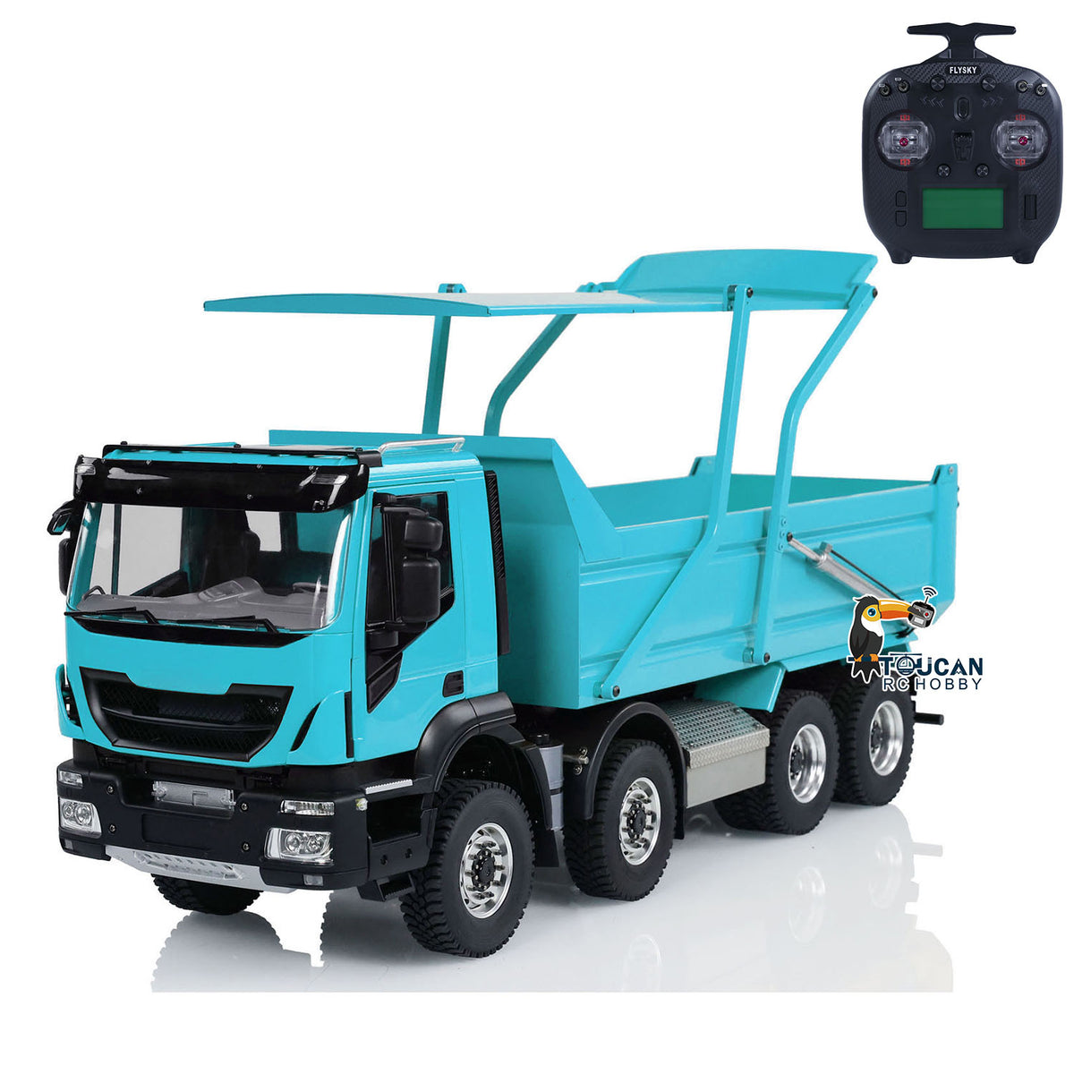 TOUCAN RC HOBBY MODOModel Metall 1/14 8x4 RC Muldenkipper ferngesteuertes hydraulisches LKW-Modell mit aufklappbarer Abdeckung, 2-Gang-Getriebe, LED-Beleuchtung und Soundsystem