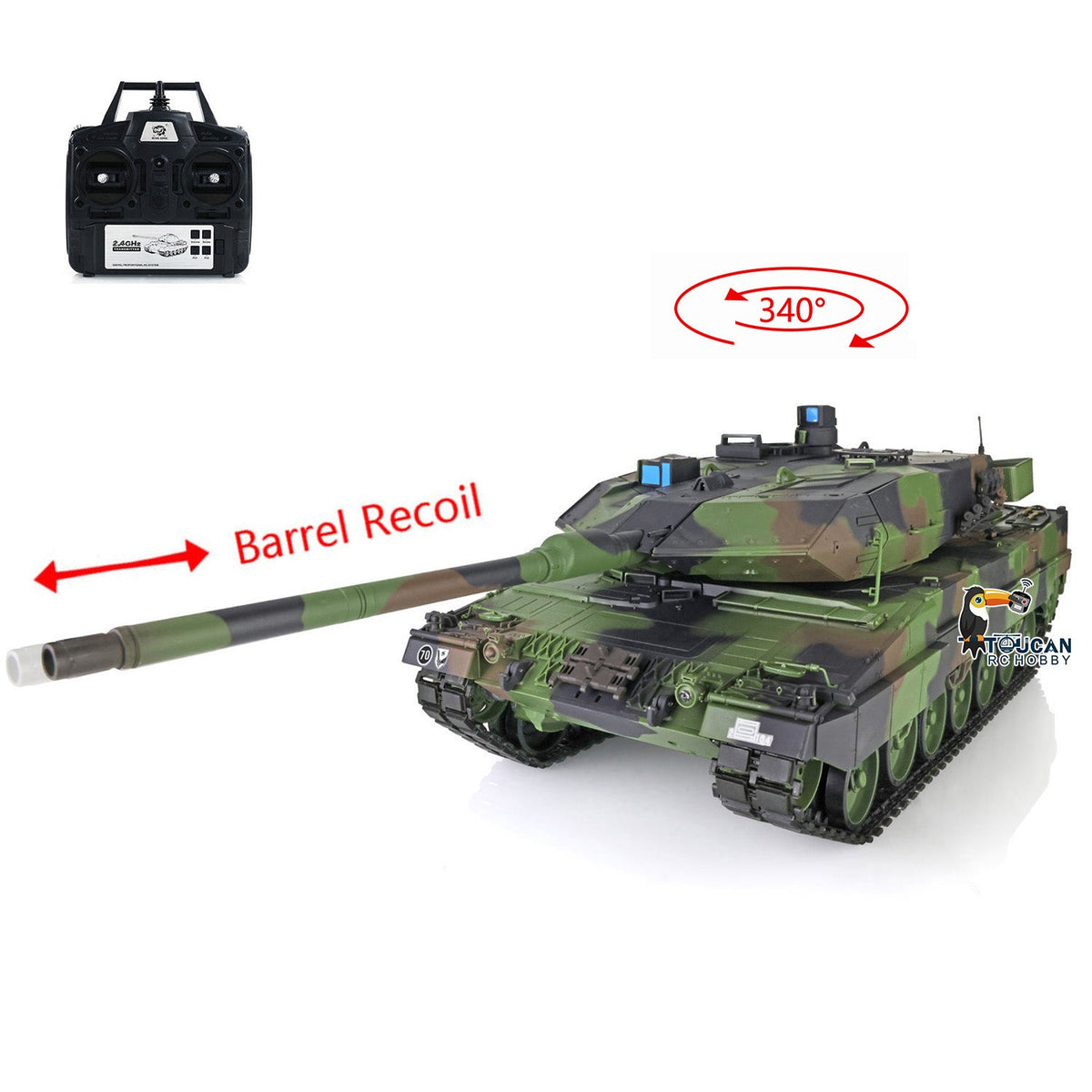 TOUCAN RC HOBBY Heng Long 1/16 TK7.0 Plastic USA M1A2 Abrams 3918 German Leopard2A6 3889 RTR RC Tank BB Infrared Combat Smoke Barrel Recoil Sound Light System