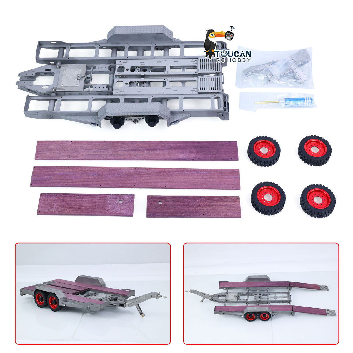 TOUCAN RC HOBBY JDM-228 1/14 Metal Extendable Multifunction Gooseneck Trailer KIT for JDMODEL RC Hydraulic Excavator LR920 LR914 ZW370 Loader