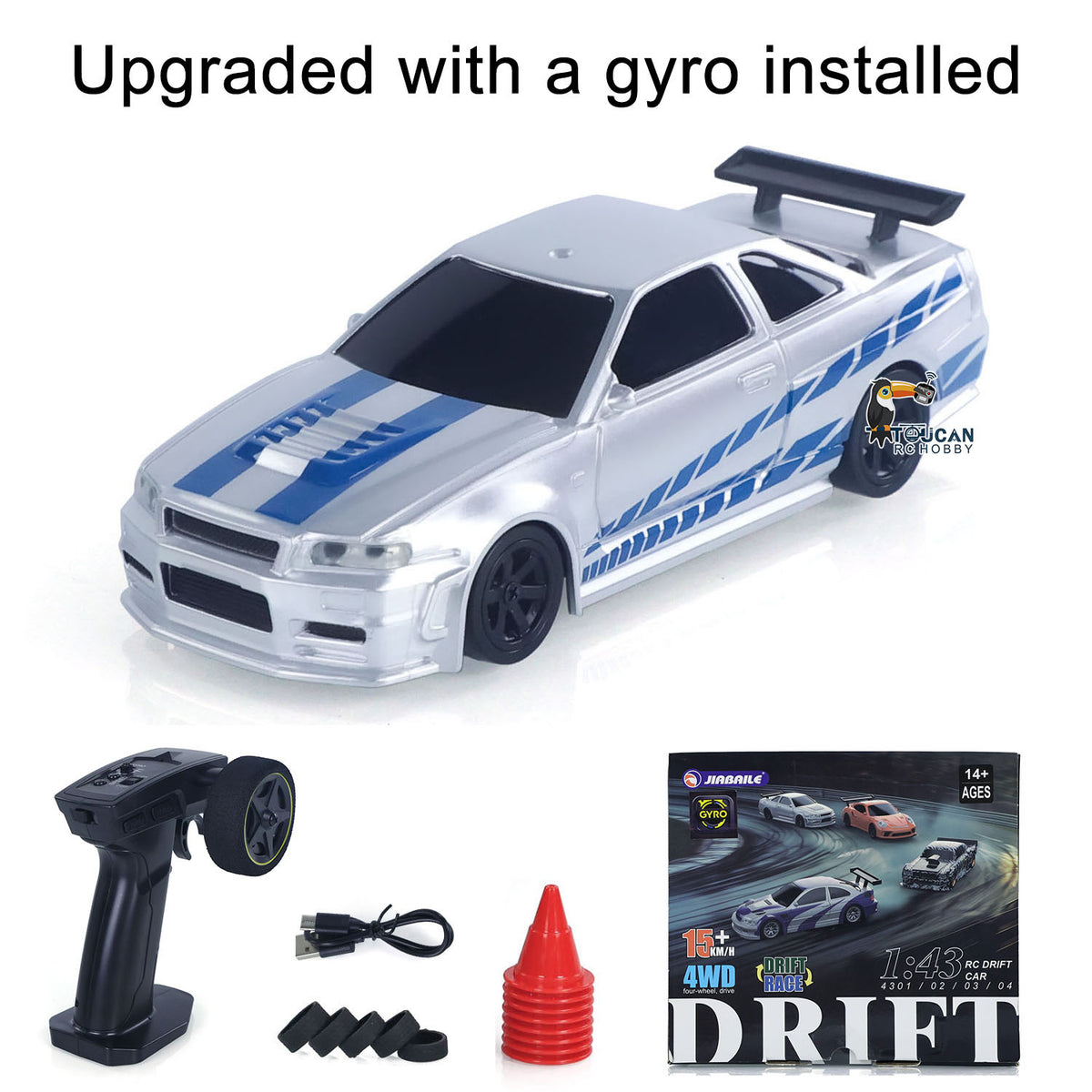 TOUCAN RC HOBBY JiaBaiLe 4304A 2.4GHz 1/43 RC Drift Car 4WD High Speed Racing Vehicles RTR Mini Car Model Radio Battery Lights Gyroscope