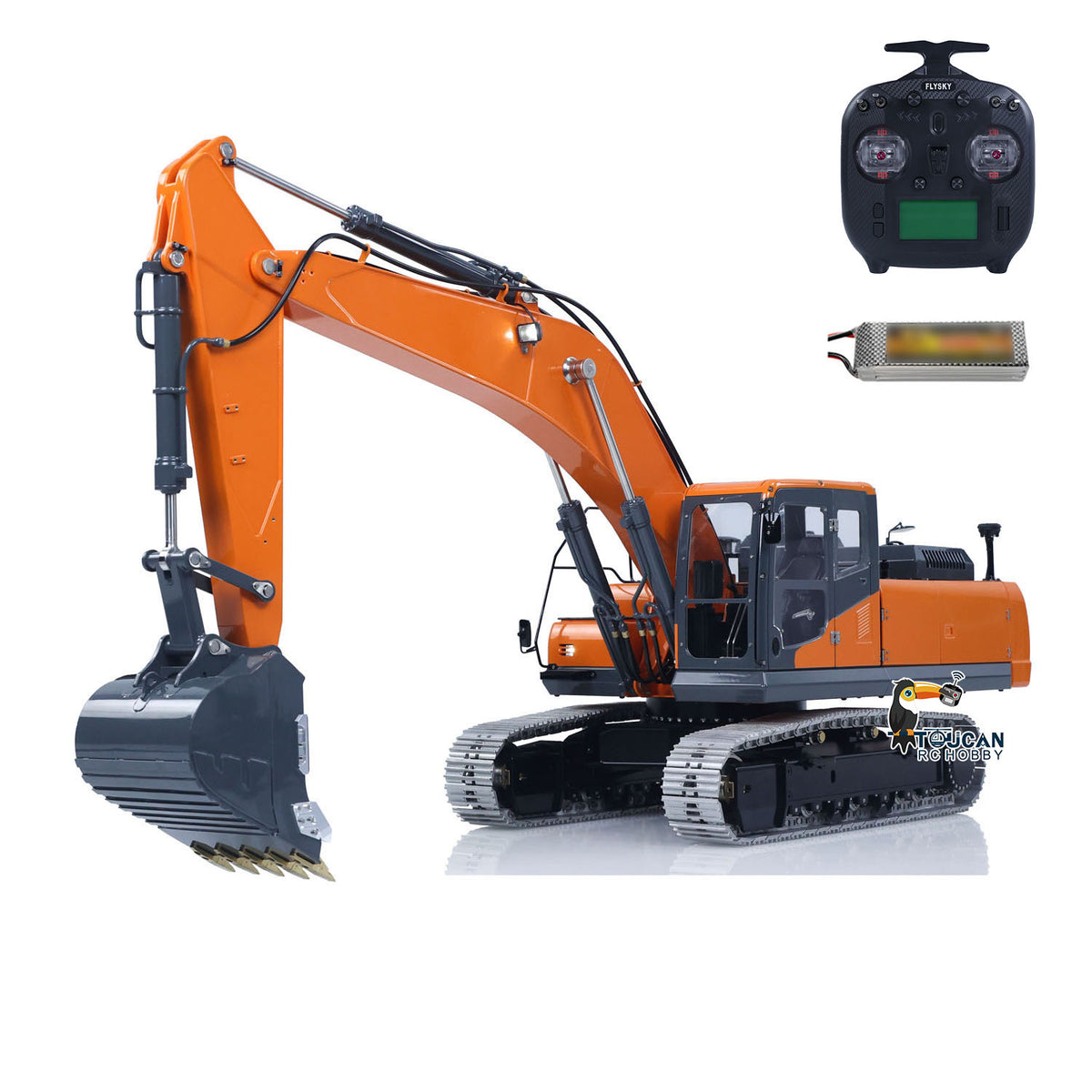 TOUCAN RC HOBBY LESU AOUE DX350LC 1/14 Metal RC Excavator B0013 Hydraulic Remote Control Digger Adjustable Tracks LCD Display Light System