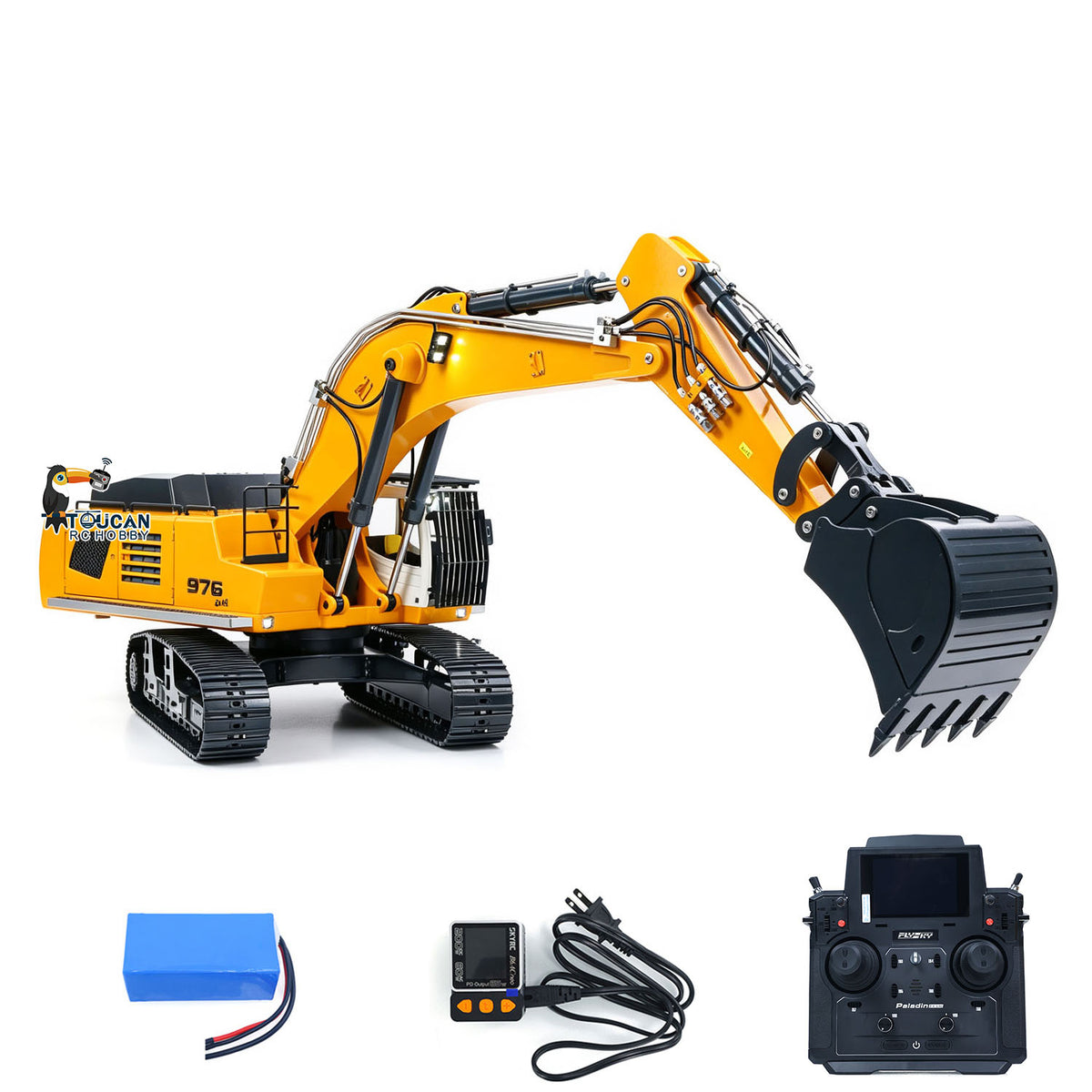 In Stock TOUCAN RC HOBBY LR976 1/12 Metal RTR RC Hydraulic Excavator 6-Way Valve Dual Pump Brushless Motor Quick Coupler PL18EV Lite Controller Smoke Light Sound