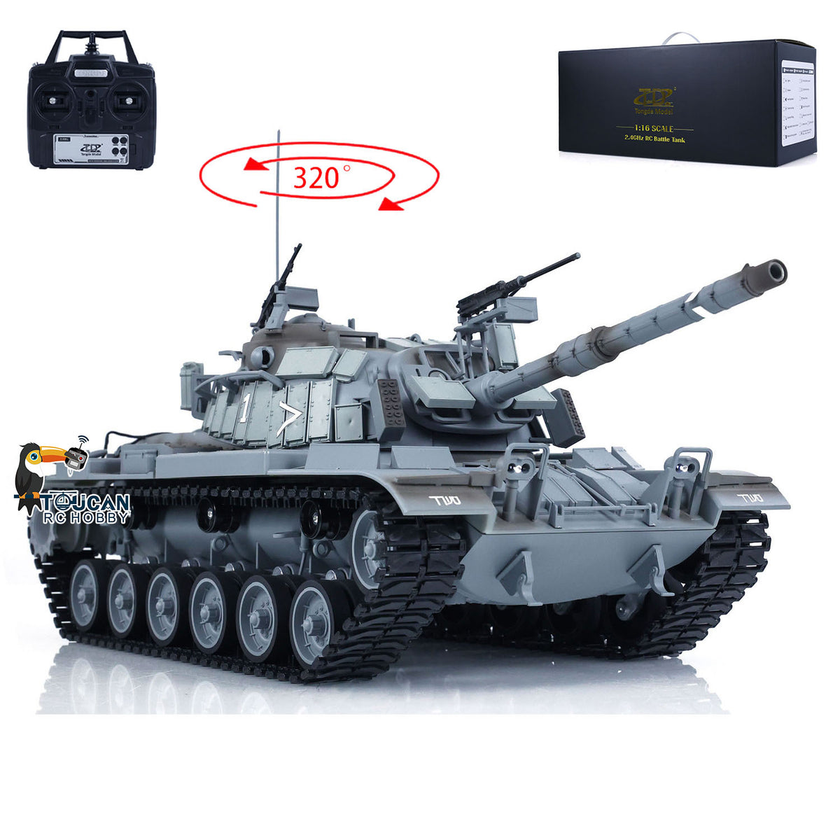TOUCAN RC HOBBY 1/16 Tongde Israel RC Panzer Remote Control Infrared Battle Tanks Military Model M60W ERA Painted Car 320 Rotation BB Shooting DIY