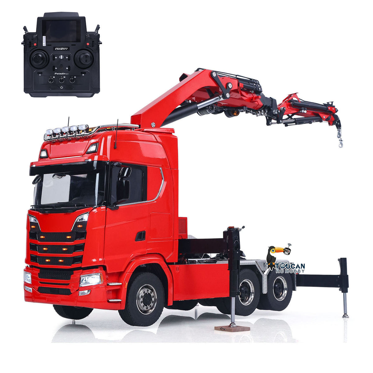 TOUCAN RC HOBBY LXY 1/14 RC Truck Remote Control Tractor Truck 7-way Valves Hydraulic Crane 6x6 RC Lorry Car 3Speed Gearbox Axle Locks Light Sound System