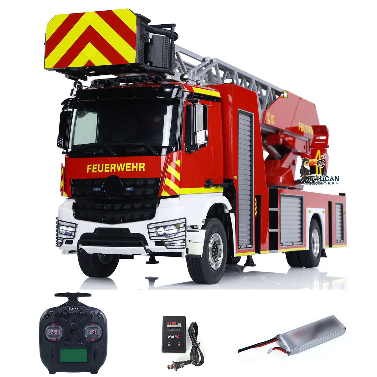 TOUCAN RC HOBBY 1/14 4X2 Metal Gerabox Axle RC Ladder Truck 3363 770S FMX Fire Truck ST8 Radio Battery 2Speed RTR Emulated Car Hobby Models