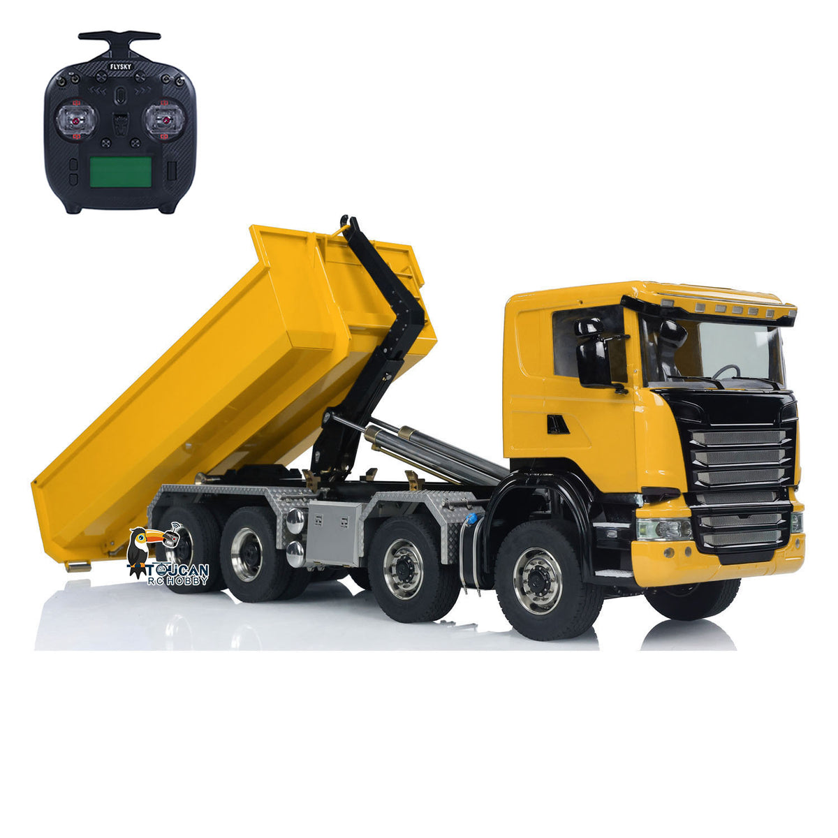 TOUCAN RC HOBBY LXY G88 1/14 Metal 8x8 RC Roll On Off Hydraulic Dump Truck PNP 3 Speed Transmission Differential Lock Axles ST8 Controller Light Sound System for Construction Model Collectors