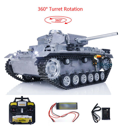 TOUCAN RC HOBBY Mato 100% Metal 1/16 German Panzer III BB Shooting RTR Radio Control Tank Ready-To-Run 1223 2.4G Main Board Charger Receiver 360Degrees