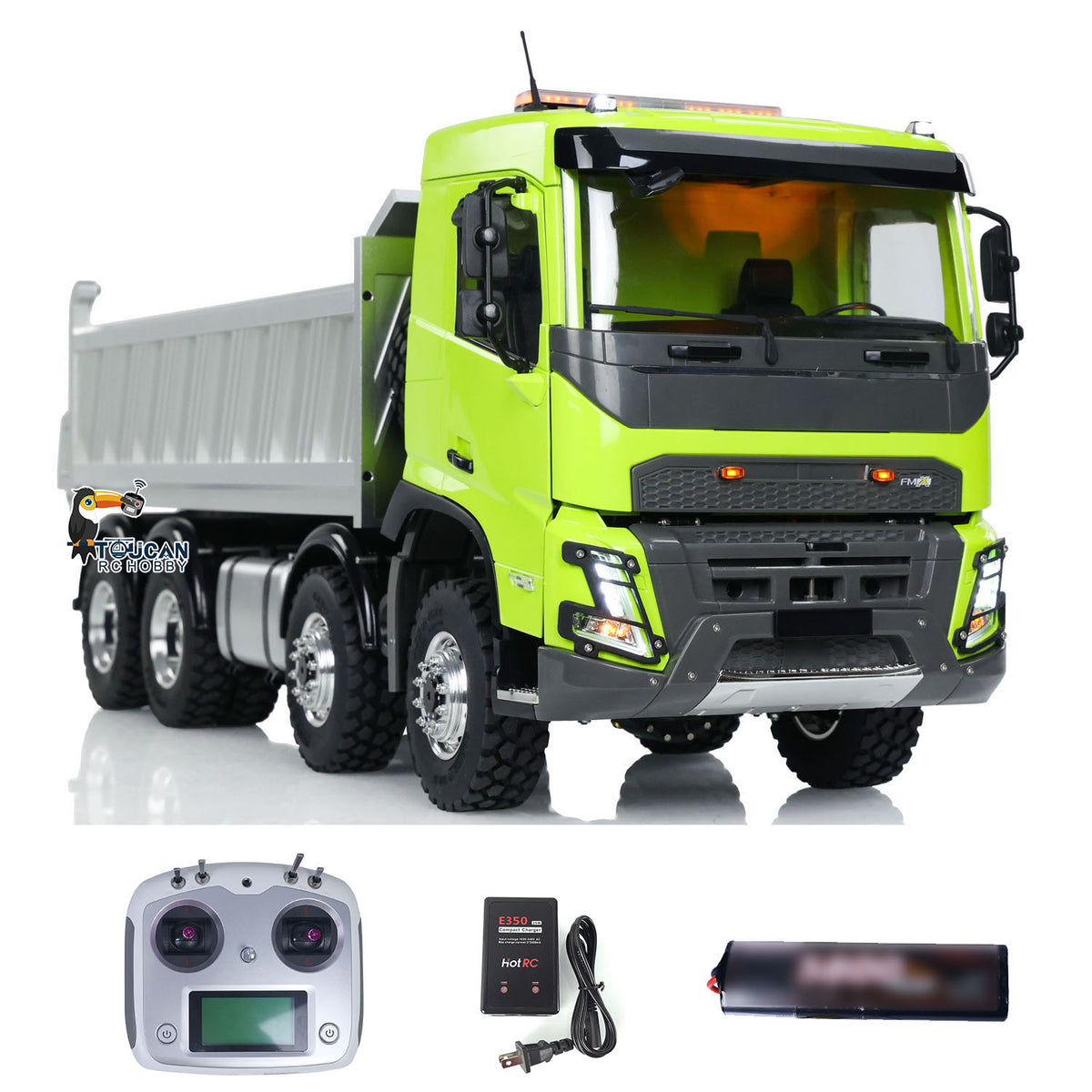 TOUCAN RC HOBBY LESU 1/14 RTR RC Hydraulic Dump Truck FMX Cabin 8X8 Metal Chassis Dumper Assembled and Painted Light Sound System FS I6S
