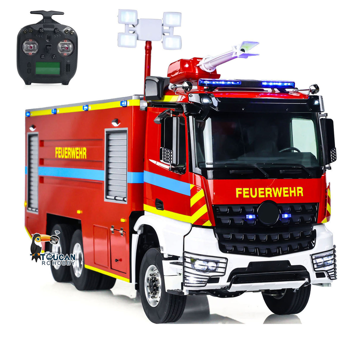 TOUCAN RC HOBBY 1/14 RC Fire Fighting Truck 6x6 Metal Chassis Remote Control Fire RTR Car Model Assembled and Painted 2-speed Transmission