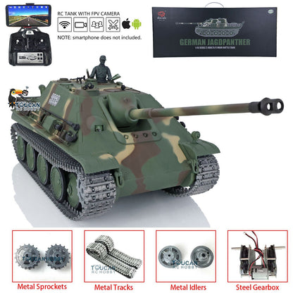 TOUCAN RC HOBBY Heng Long 1/16 TK7.0 Promotion German Jadpanther 3869 RTR RC Tank FPV Infrared Combat Smoke BB Unit Metal Sprockets Idlers Wheels Tracks Steel Gearbox