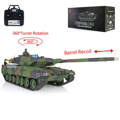 TOUCAN RC HOBBY Heng Long 1/16 TK7.0 Plastic German Leopard2A6 RTR RC Tank 3889 with 360 Degrees Turret Barrel Recoil BB Infrared Combat Smoke