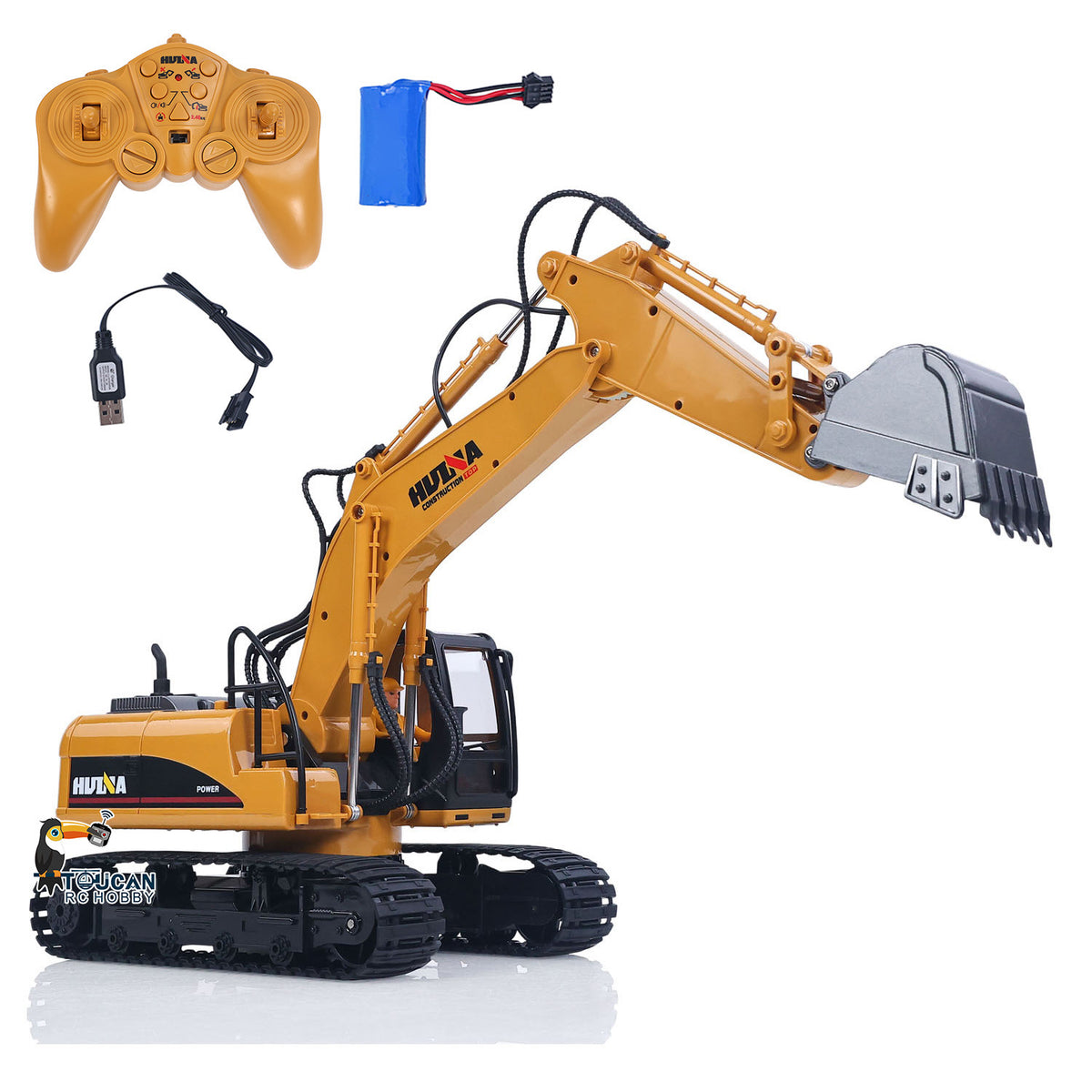 TOUCAN RC HOBBY HUINA 1/14 RC Electric Excavator 1535 Remote Control Digger 15CH 2.4G Radio Finished Model Battery Sound Light Effects