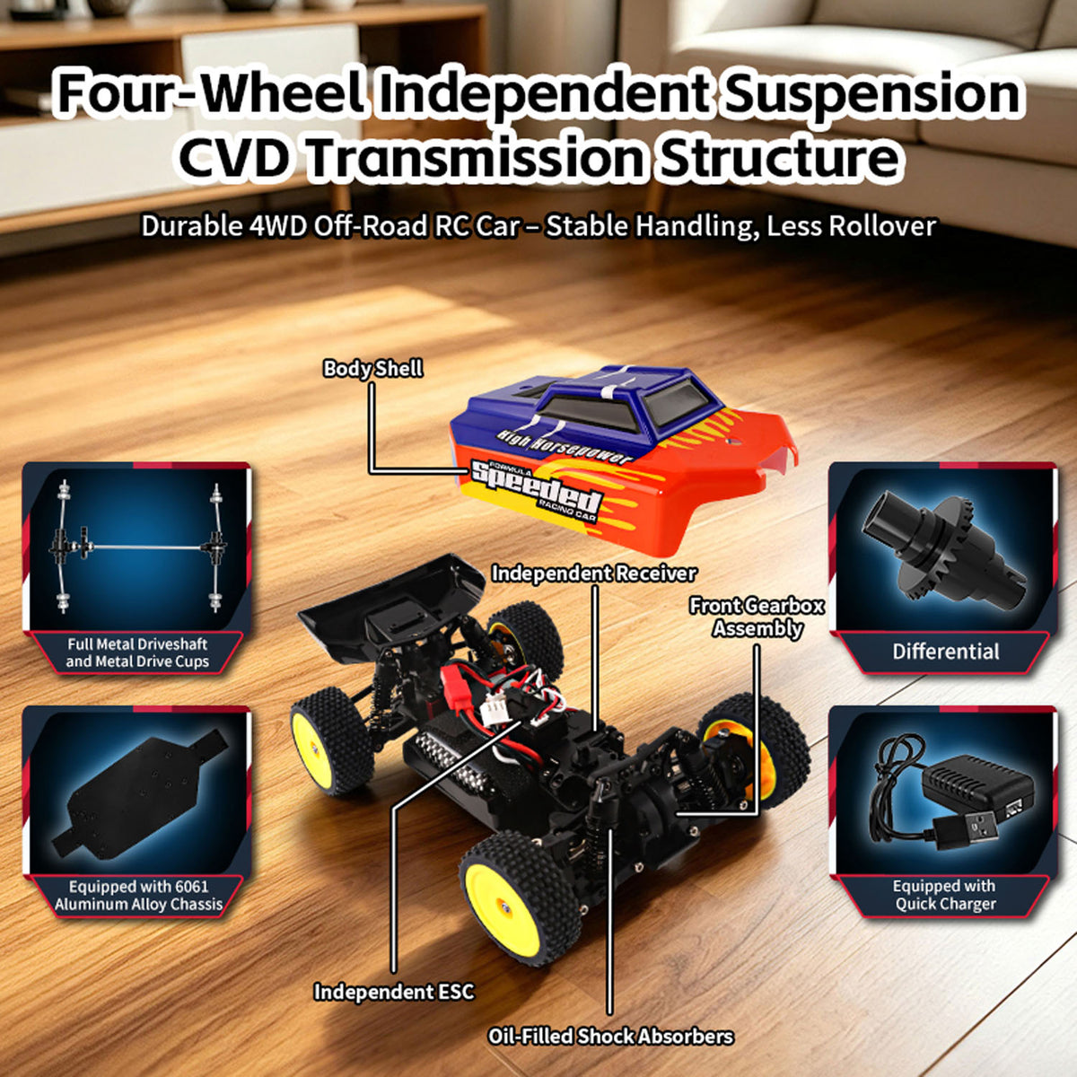 TOUCAN RC HOBBY JiaBaiLe 45KM/H High Speed 1/24 Electric Remote Control Off Road Car Model 2401AH Ready To Run RC Vehicle Model Brushless Motor Battery