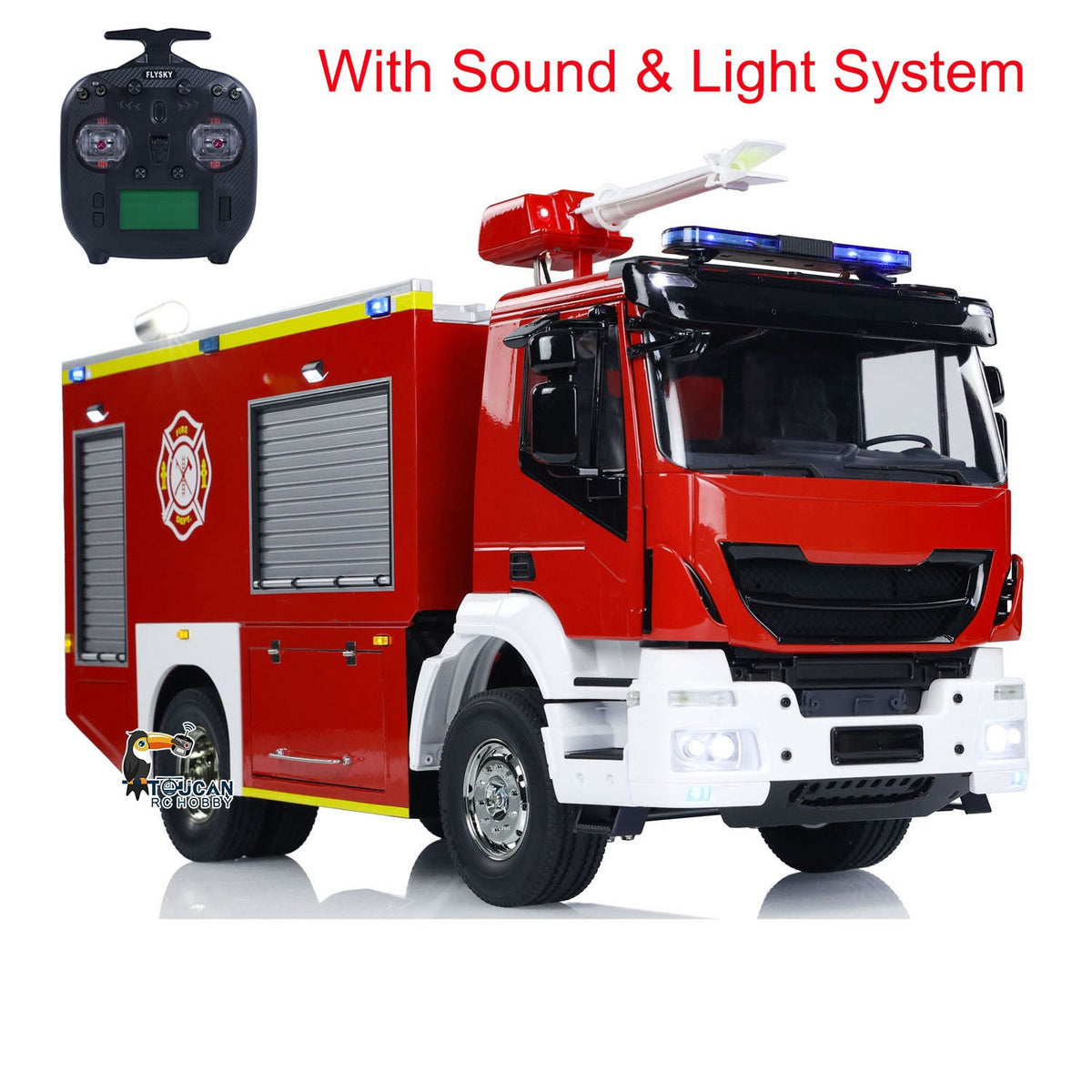 TOUCAN RC HOBBY 1/14 RC Fire Truck 4x2 Rescue Fire Vehicle 2-Speed Transmission Light Sound ST8 Remote Control System Emulated Car Hobby Models