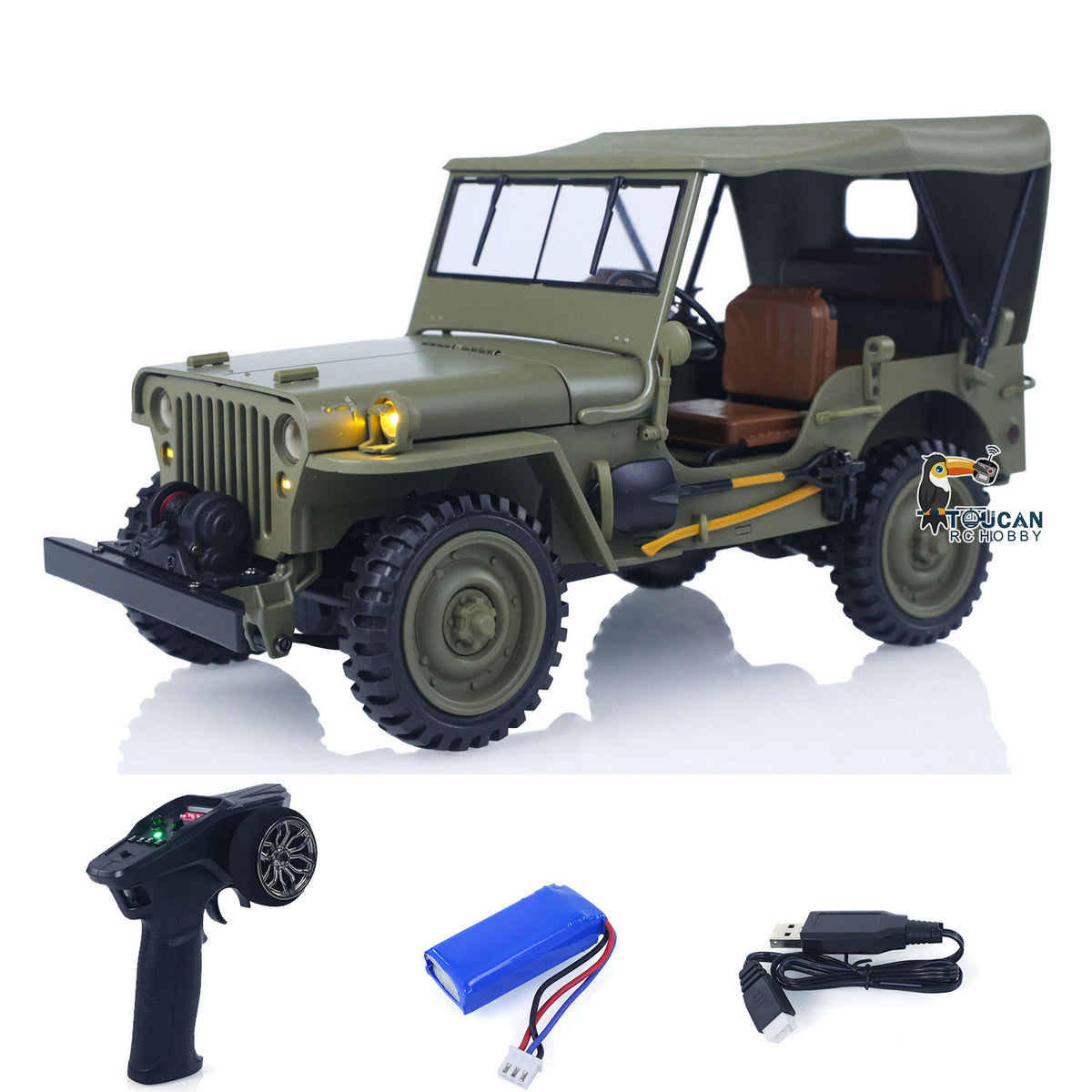 TOUCAN RC HOBBY Heng Guan 1/14 4x4 Electric Military Truck Heng Guan4 58 Convertible Off Road Combat Vehicle Remote Control Car 2Speed Light Sound Motor Model