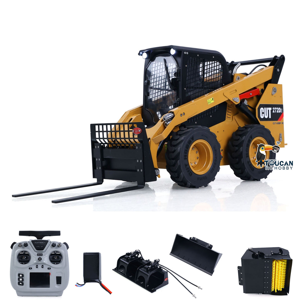 In Stock CUT RC Hobby 1/14 RC  Wheeled Skid-Steer Loader 272D2  3CH Valve Manual Quick Coupler Metal RTR
