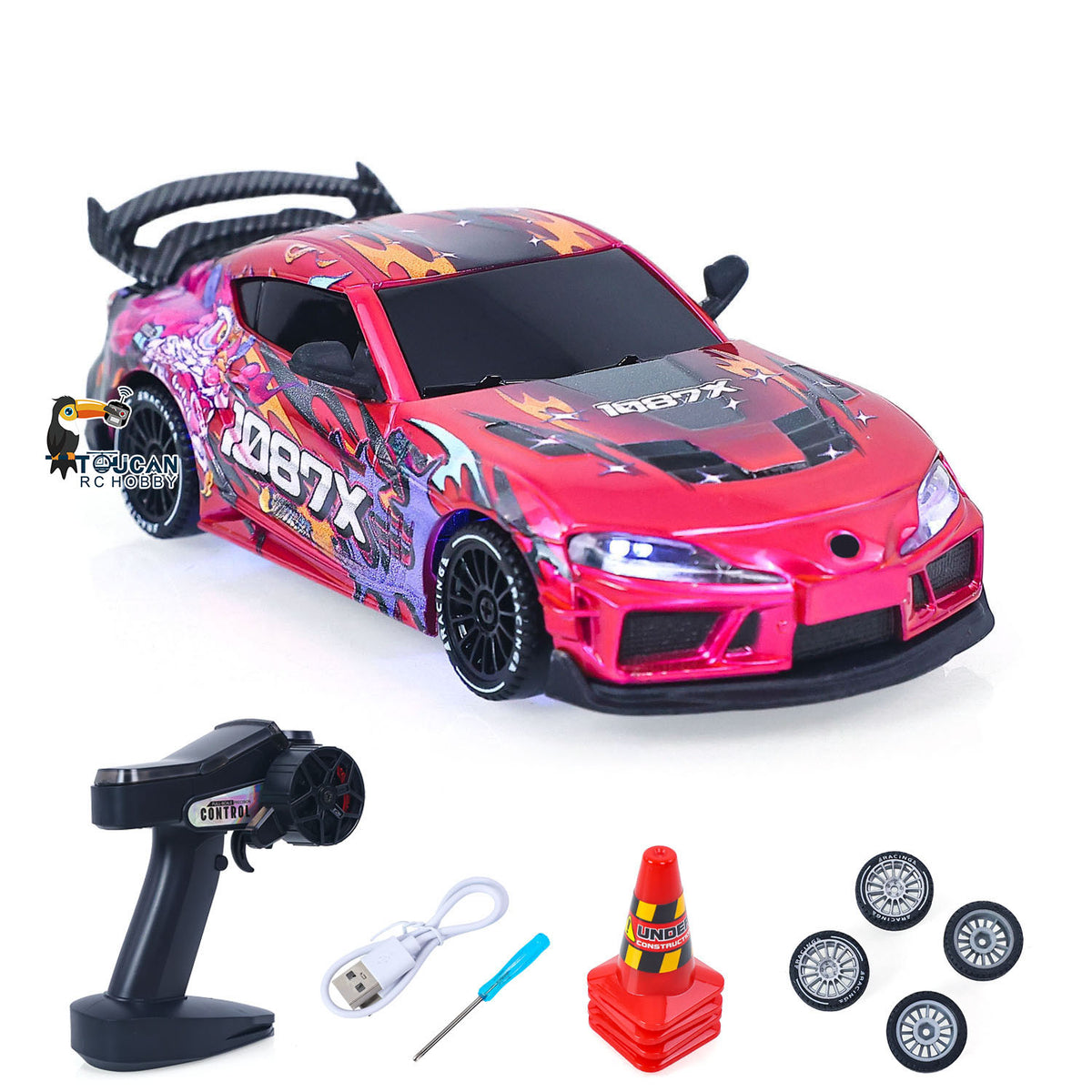 TOUCAN RC HOBBY 10KM/H JXC SP4301 1/43 Remote Control Drifting Car AWD RC Vehicle Model RTR Light System Motor 9A ESC Servo Battery No Sounds