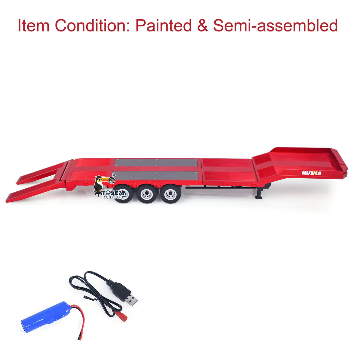 TOUCAN RC HOBBY Fast Free Shipping 3 Axle Plastic Semi Trailer Flatbed 1502 for 1/18 Remote Control Tractor Truck HUINA 1501 RC Lorry Car Model Upgrade Parts