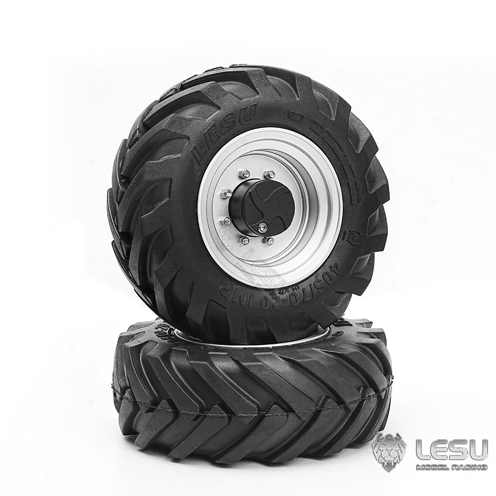TOUCAN RC HOBBY 1Pair Wheel Metal Hub Rubber Tire for LESU AOUE MCL8 AT1050 6MDX DIY 1/14 RC Hydraulic Loader Radio Control Dump Truck Model Car