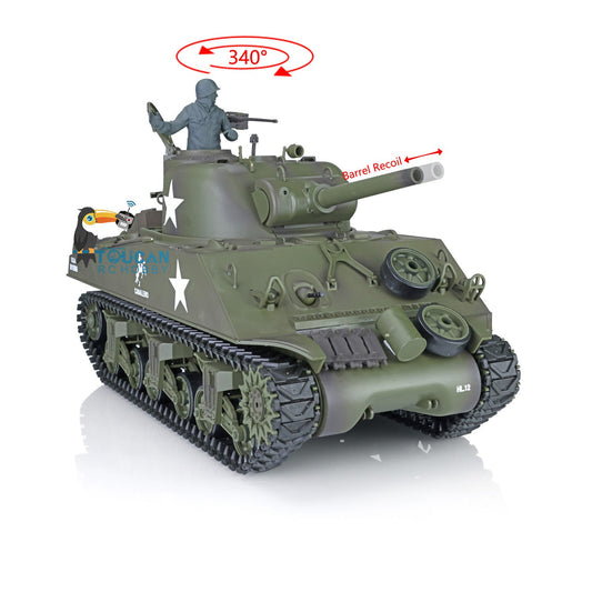 TOUCAN RC HOBBY Heng Long 2.4G 1/16 TK7.0 Plastic USA M4A3 Sherman 3898 RTR RC Tank with Barrel Recoil BB Infrared Combat Smoke Light Sound Metal Barrel