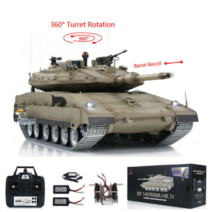 TOUCAN RC HOBBY Heng Long 1/16 RC Tank IDF Merkava MK IV 3958 Remote Control Battle Tank Metal Wheels Tracks Gearbox 360??Turret Smoke 2 Battery