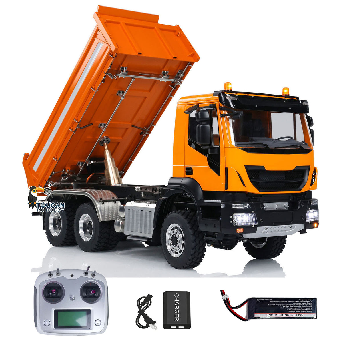 TOUCAN RC HOBBY LESU A0009 1/14 Metal 6x6 RC Hydraulic Dump Truck with FlySky I6S Radio Controller 3 Speed Transmission for Model Enthusiast