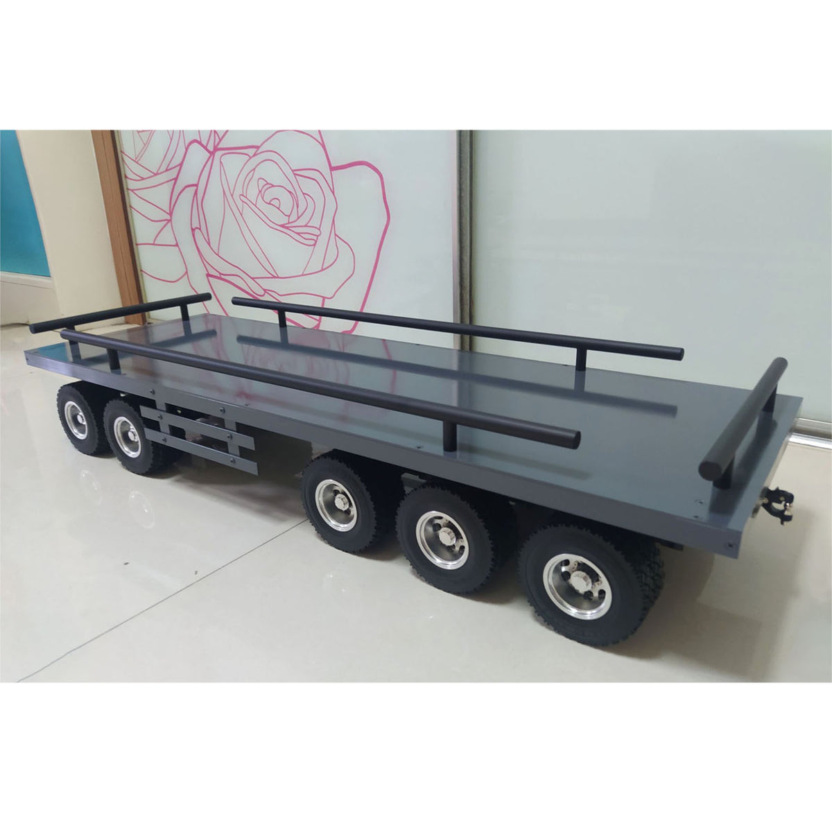 TOUCAN RC HOBBY Metal 5 Axles Trailer for 1/14 RC Hydraulic Dump Radio Controlled Truck Tractor Eletric Car Simulation Hobby Model