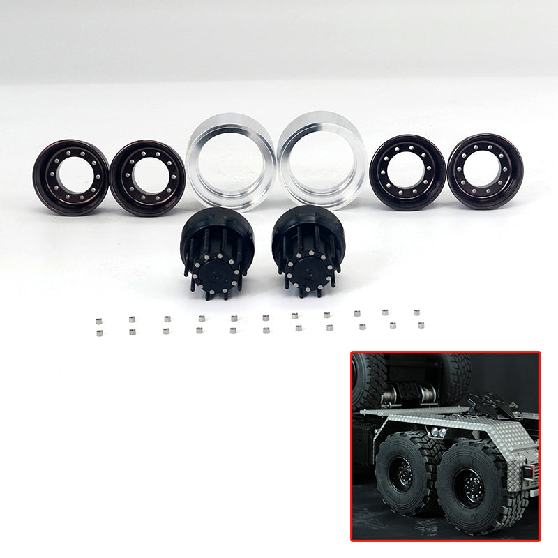 TOUCAN RC HOBBY JDModel XS45 Metal Tyre/Rear Double Wheel Hub for 1/14 Scale RC Tractor Truck Construction Transport Vehicle DIY Model Builders