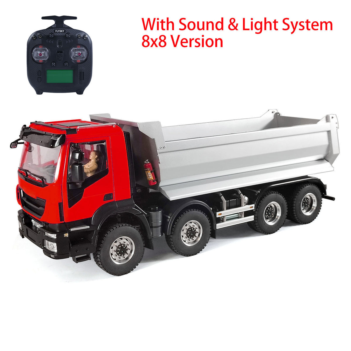 TOUCAN RC HOBBY MODO 1/14 8x8 Metal Hydraulic RC Dump Truck Remote Control Tipper Car Sound Lights Assembled Painted Model ESC Motor Servo