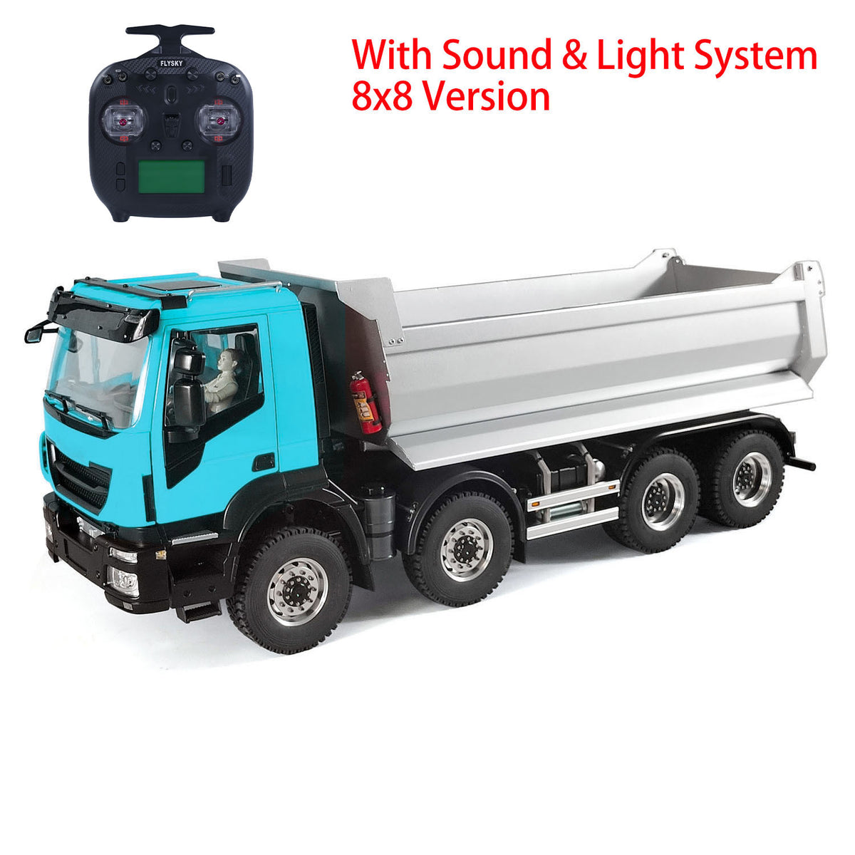 TOUCAN RC HOBBY MODO 1/14 8x8 Metal Hydraulic RC Dump Truck Remote Control Tipper Car Sound Lights Assembled Painted Model ESC Motor Servo