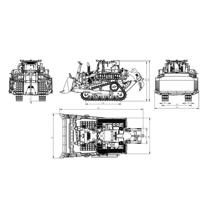 Bulldozer hydraulique RC en métal 1/14 TOUCAN RC HOBBY SFrog LR776, valve 7 canaux, système de graissage automatique, essuie-glaces électriques, écran LCD, éclairage, son, ripper arrière