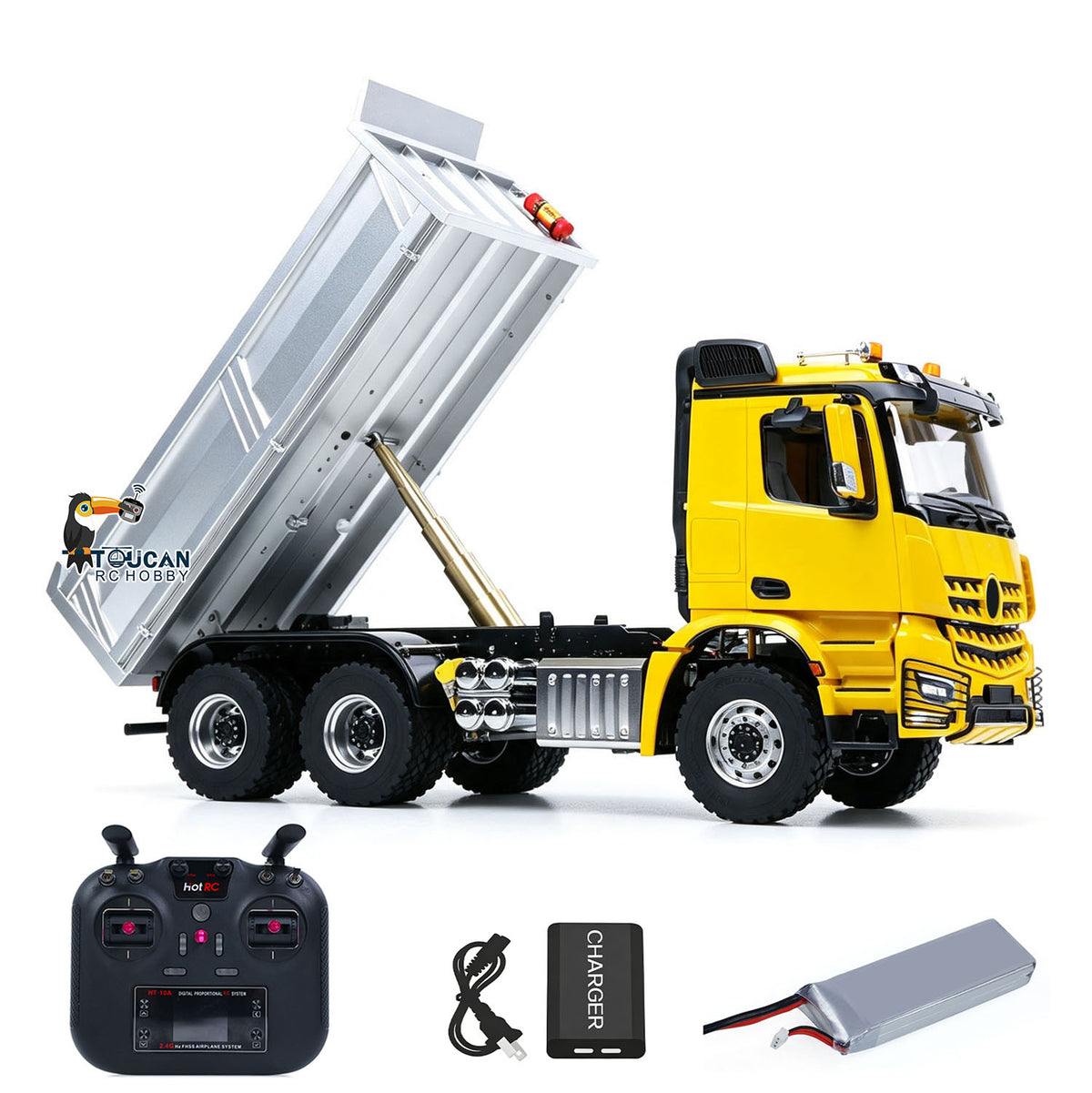 TOUCAN RC HOBBY MODO 6X6 Metal Chassis 3348 RC Hydraulic Dumper 1/14 Radio Controlled Tipper NO Lock Light Sound Radio Battery Construction Truck RTR