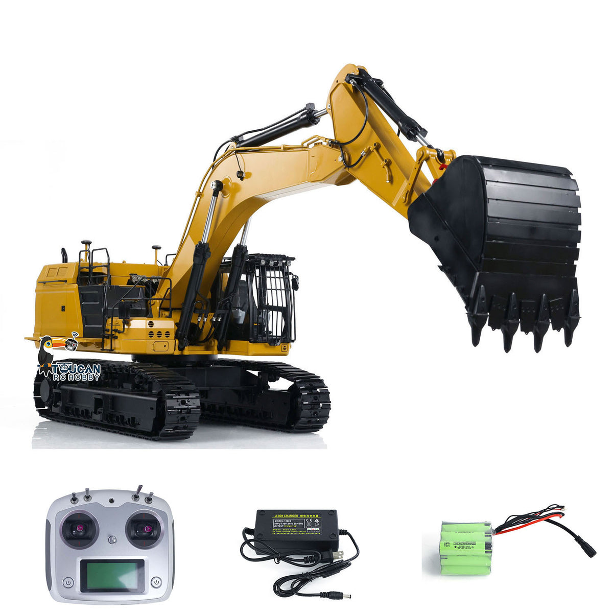 TOUCAN RC HOBBY BMG C374 1/14 Metal RC RTR Hydraulic Excavator Brushless Motor Quick Coupler Light Sound FlySky I6S Controller for Construction Model Collectors