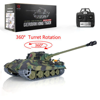 TOUCAN RC HOBBY Heng Long 1/16 7.0 Radio Control Tank German King Tiger Upgraded 3888A RC Tank W/ 360Degrees Rotating Turret Metal Tracks BB Shooting