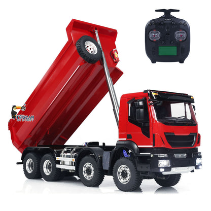 TOUCAN RC HOBBY MODO 1/14 8x8 Metal Hydraulic RC Dump Truck Remote Control Tipper Car Sound Lights Assembled Painted Model ESC Motor Servo