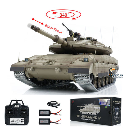 TOUCAN RC HOBBY 1/16 RC Tank Heng Long Merkava MK IV 3958 Remote Control Battle Tank Upgraded Metal Sprockets Smoke BB Shooting Dual Battery