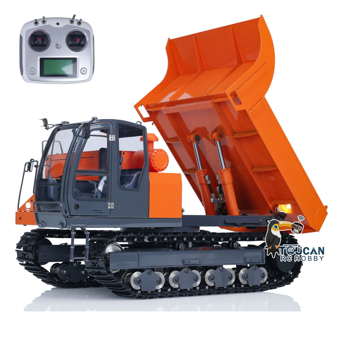 TOUCAN RC HOBBY JZModel Metal 1/12 EG110R RC Hydraulic Tracked Truck Painted and Assembled Vehicles FlySky I6S Radio Control Dumper Car Model